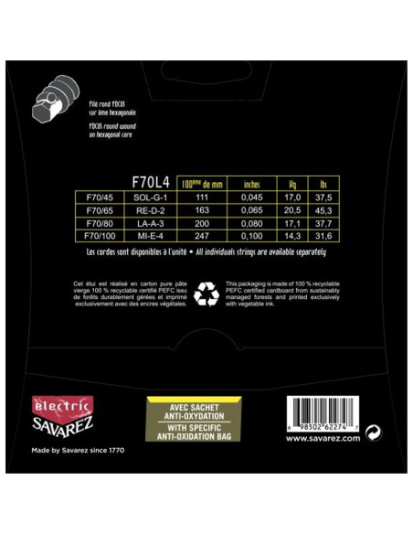 F70L4 Corde Focus per Basso Elettrico 45-100, Set/4