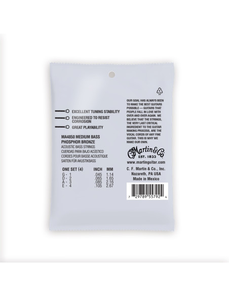 MA4850 Authentic Bass, 4 Corde Basso Acustico, Medium 45/105 Phosphor Bronze