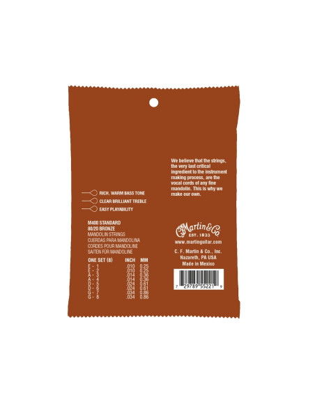 M400 Mandolin Strings Standard 80/20 Bronze