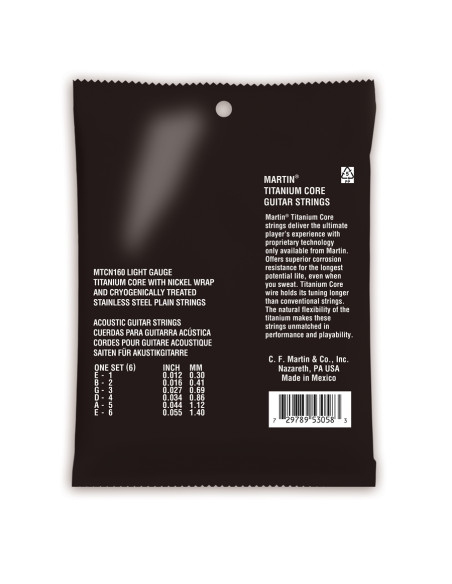 MTCN160 Titanium Core Acoustic Strings Light 12-55