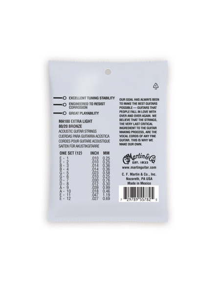 MA180 Authentic SP Extra Light 12-Strings Bronze 10-47