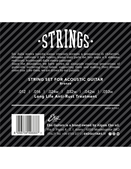 Corde Chitarra Acustica Bronze 12-53 Medium Set/6