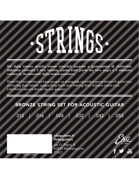 Corde Chitarra Acustica Bronze 12-53 Medium Set/6