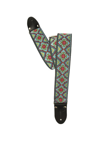 2\" Retro Deluxe Jacquard Strap Teal/Gold