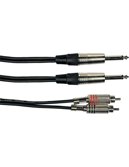 K03-3 Cavo Segnale Stereo 2x RCA maschio/2x Jack TS (Mono) 3 m