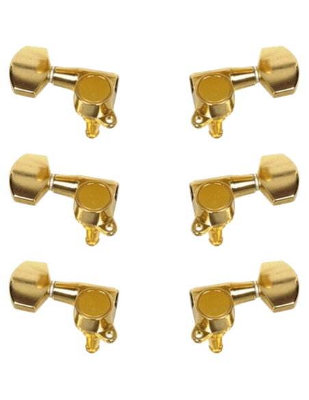 EZ17101G Meccaniche Chitarra Acustica 3+3 Dorate 6 Pcs