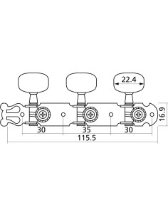 EZ1778N Meccaniche Chitarra Classica 1+1 Cromate Platino...