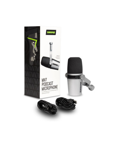 Shure MV7-S Microfono dinamico cardioide XLR/USB Argento