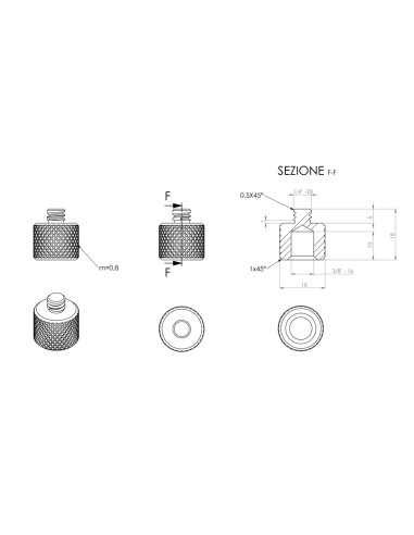 ADC/001 Adattatore Fotografico 1/4\" M - 3/8\" F