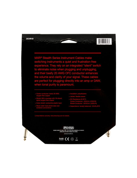 DCIR10 Cavo Strumento Stealth Series 3 metri