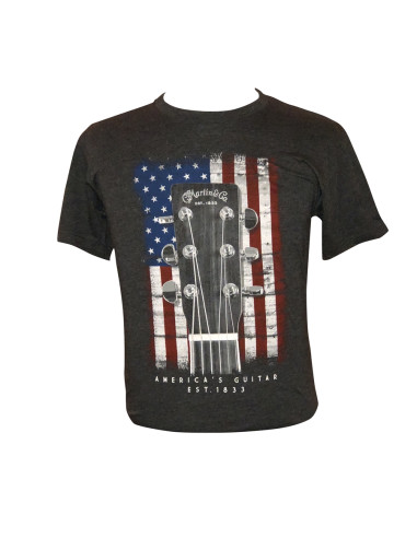 18CM0132XL T-Shirt American Flag, Charcoal, XL