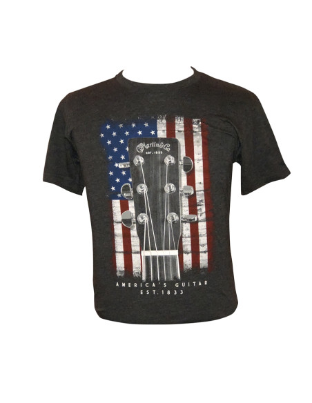 18CM0132XL T-Shirt American Flag, Charcoal, XL