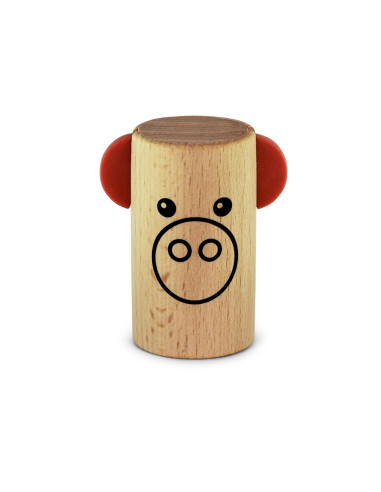 Shaker in legno per Bambini con faccia di Maiale